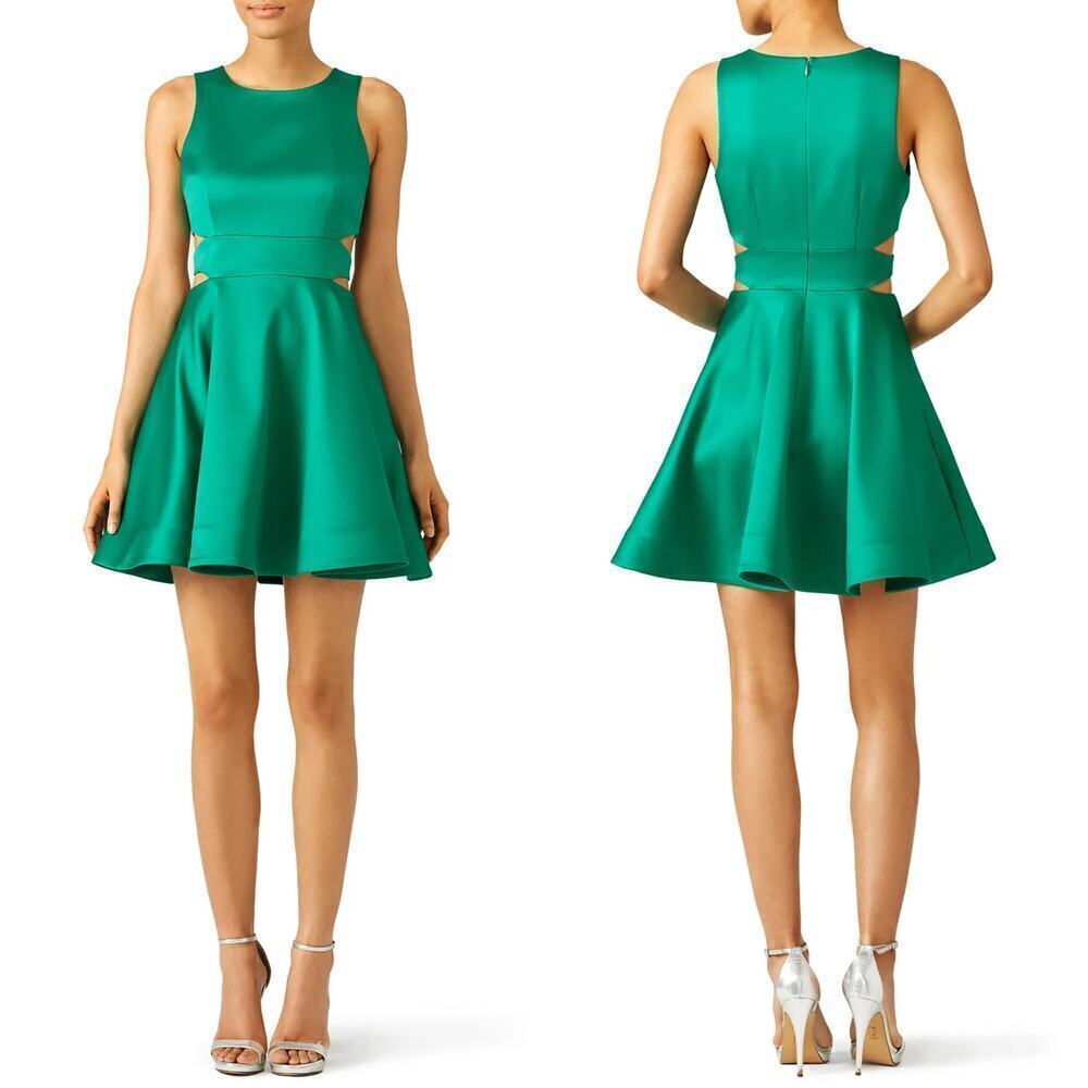 Cynthia Rowley Emerald Dress Sleeveless Cutout Mini Fit & Flare A-Line Green 6